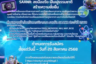 เปิดรับสมัครโครงการรางวัล “ขับเคลื่อนความยั่งยืน เพื่อธรรมชาติและความรีซิเลียนซ์” (SAANR)