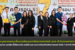 คณบดีและบุคลากรคณะสิ่งแวดล้อมและทรัพยากรศาสตร์ มมส เข้าร่วมแสดงความยินดีกับ บุคลากร และนิสิต ที่ได้รับรางวัล คนดีศรี มมส และรางวัลแม่บ้านติดดาวชมเชย อันดับ 1 ประจำปี 2568